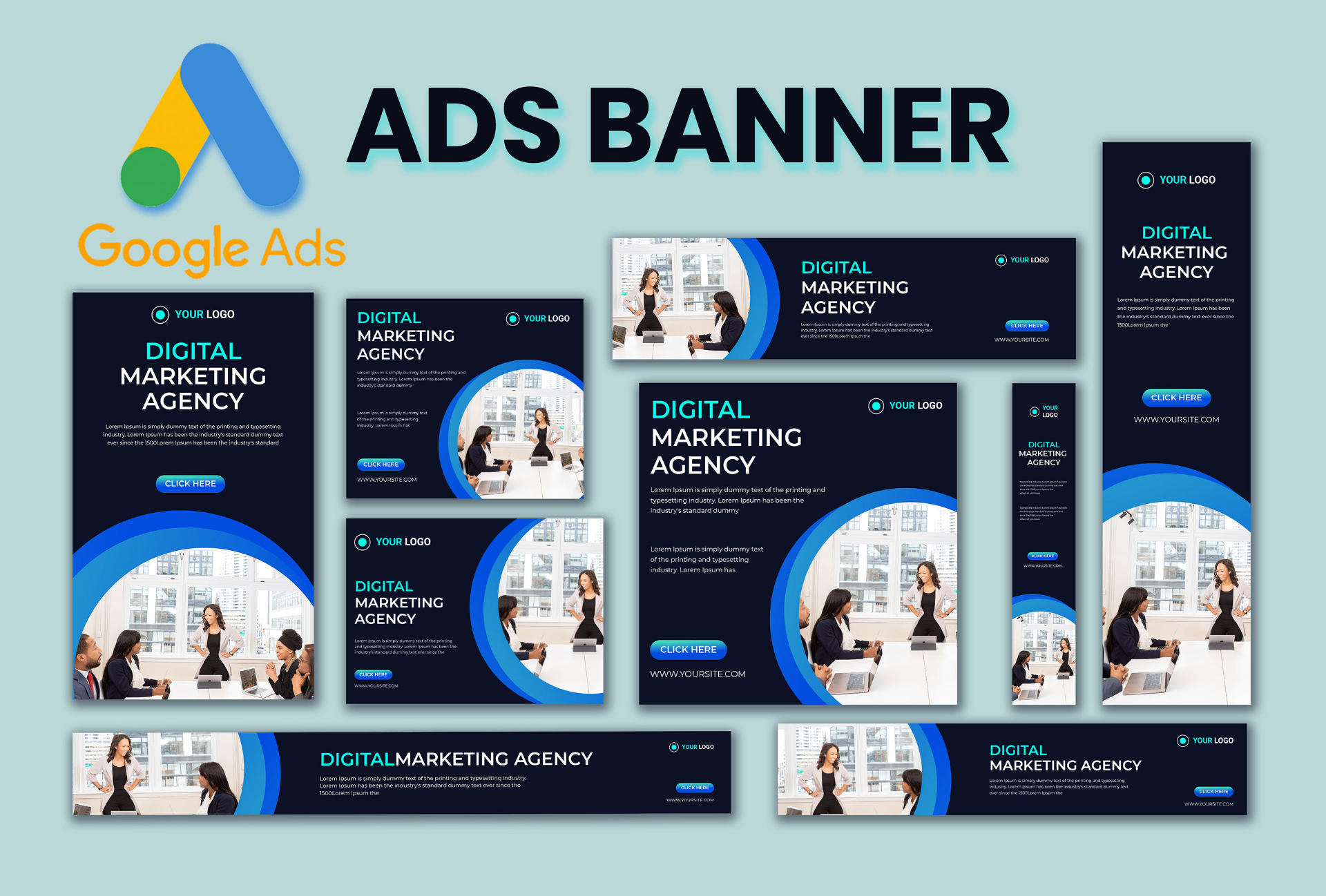 Google Ads banner design examples for a digital marketing agency